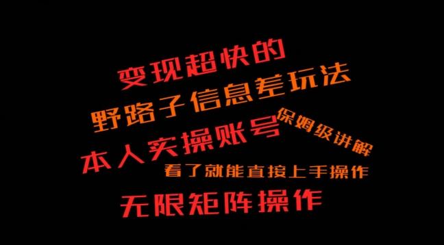 变现超快的野路子信息差玩法，本人实操账号保姆级讲解-雲鼎文化传媒