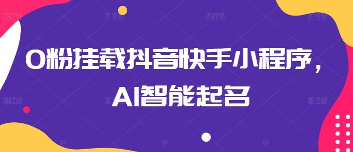0粉挂载抖音快手小程序，AI智能起名-雲鼎文化传媒