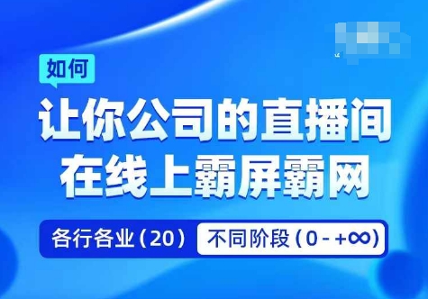 企业矩阵直播霸屏实操课，让你公司的直播间在线上霸屏霸网-雲鼎文化传媒