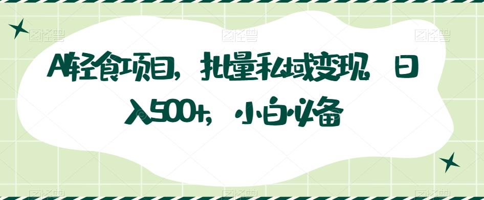 AI轻食项目，批量私域变现，日入500+，小白必备-雲鼎文化传媒