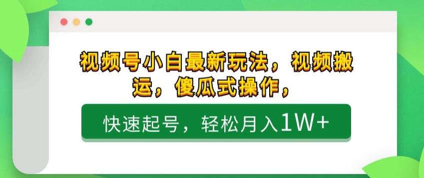 视频号小白最新玩法，视频搬运，傻瓜式操作，快速起号，轻松月入1W+-雲鼎文化传媒