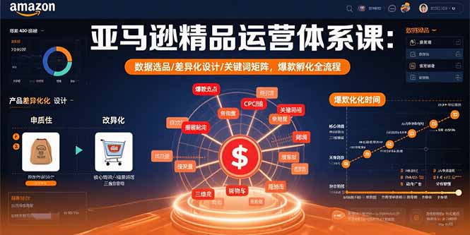 亚马逊精品运营体系课：数据选品/差异化设计/关键词矩阵，爆款孵化全流程-雲鼎文化传媒