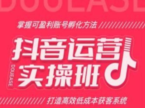 抖音运营实操班，掌握可盈利账号孵化方法，打造高效低成本获客系统-雲鼎文化传媒