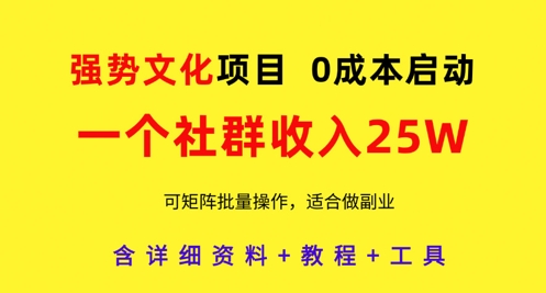 强势文化项目，一个社群收入25个W，0成本启动，可矩阵批量操作，原创详细实操教程-雲鼎文化传媒