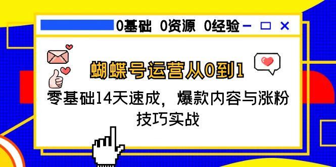 蝴蝶号运营从0到1，零基础14天速成，爆款内容与涨粉技巧实战-雲鼎文化传媒