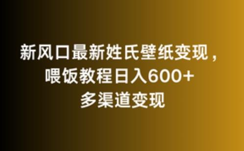 新风口最新姓氏壁纸变现，喂饭教程日入600+【揭秘】-雲鼎文化传媒