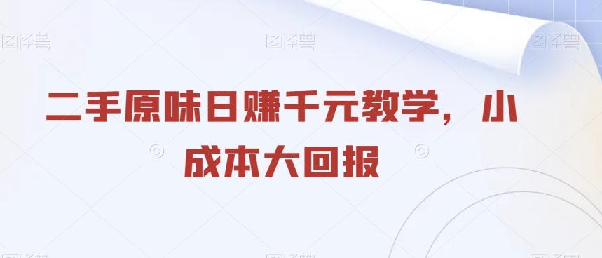 二手原味日赚千元教学，小成本大回报-雲鼎文化传媒