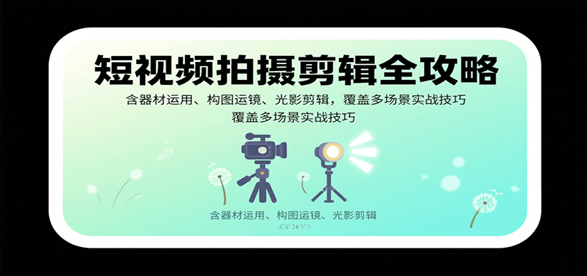 短视频拍摄剪辑全攻略：含器材运用、构图运镜、光影剪辑，覆盖多场景实战技巧-雲鼎文化传媒
