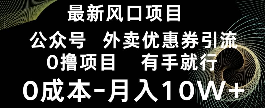 最新风口，0撸项目，抖音外卖公众号，优惠券引流，0成本月入10W+-雲鼎文化传媒