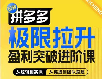 拼多多极限拉升盈利突破进阶课，​从算法到玩法，从玩法到团队搭建，体系化系统性帮助商家实现利润提升-雲鼎文化传媒