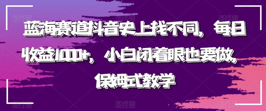 蓝海赛道抖音史上找不同，每日收益1000+，小白闭着眼也要做，保姆式教学-雲鼎文化传媒
