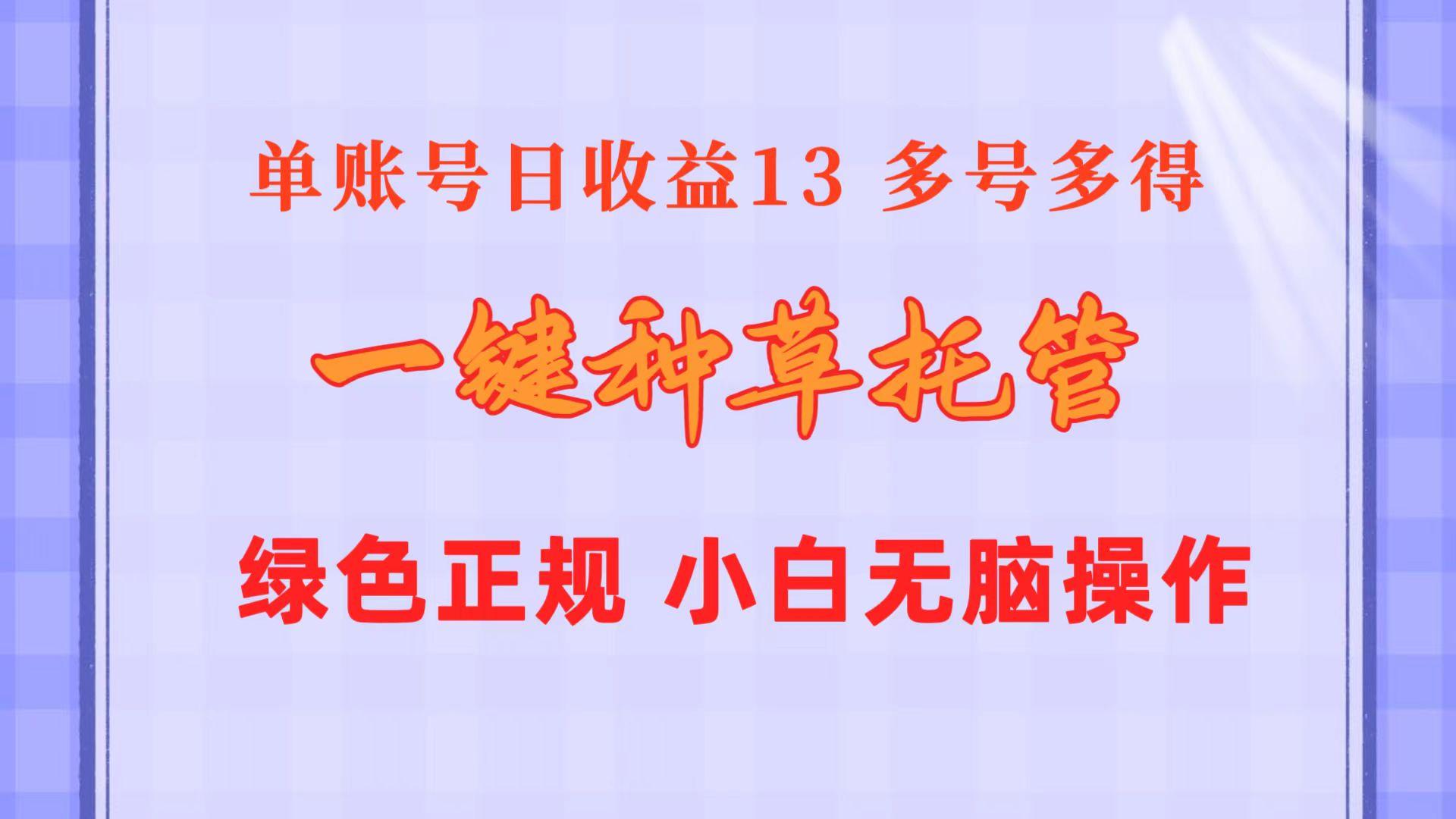 一键种草托管 单账号日收益13元  10个账号一天130  绿色稳定 可无限推广-雲鼎文化传媒