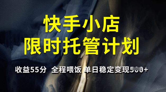 快手小店限时托管计划，收益55分，全程喂饭，单日稳定变现5张【揭秘】-雲鼎文化传媒