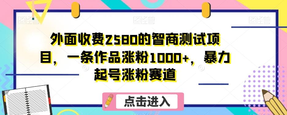 外面收费2580的智商测试项目，一条作品涨粉1000+，暴力起号涨粉赛道【揭秘】-雲鼎文化传媒