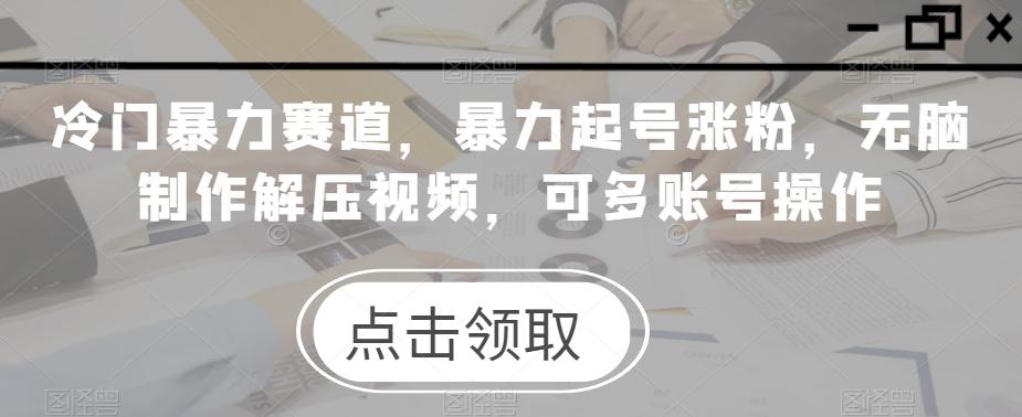 冷门暴力赛道，暴力起号涨粉，无脑制作解压视频，可多账号操作-雲鼎文化传媒