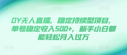 DY无人直播，稳定持续型项目，单号稳定收入500+，新手小白都能轻松月入过万【揭秘】-雲鼎文化传媒