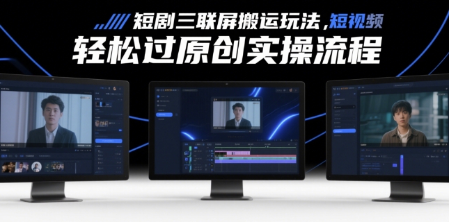 短剧三联屏搬运玩法，短剧搬运轻松过原创实操流程-雲鼎文化传媒