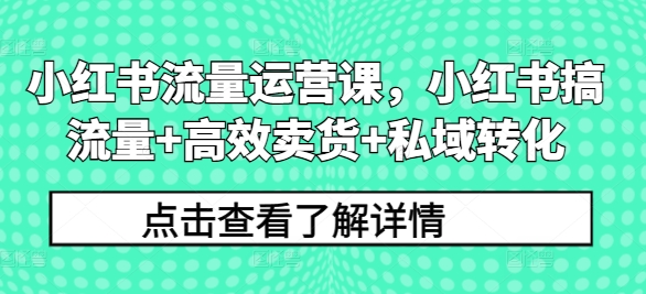 小红书流量运营课，小红书搞流量+高效卖货+私域转化-雲鼎文化传媒