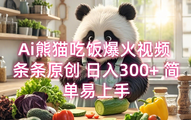 Ai熊猫吃饭爆火视频 条条原创 日入300+ 简单易上手-雲鼎文化传媒