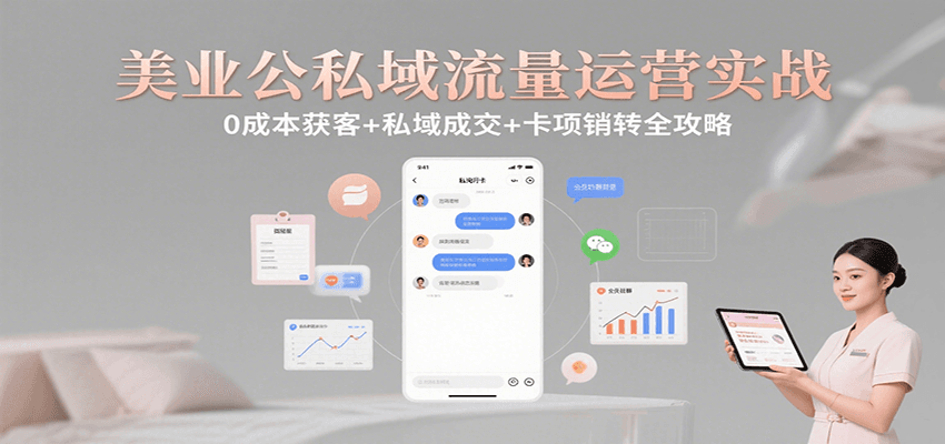 美业公私域流量运营实战：0成本获客+私域成交+卡项销转全攻略-雲鼎文化传媒