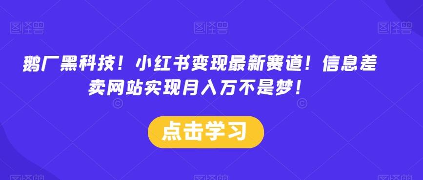 鹅厂黑科技！小红书变现最新赛道！信息差卖网站实现月入万不是梦！-雲鼎文化传媒