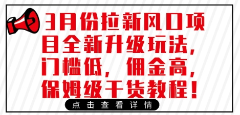 3月份拉新风口项目全新升级玩法，门槛低，佣金高，保姆级干货教程-雲鼎文化传媒
