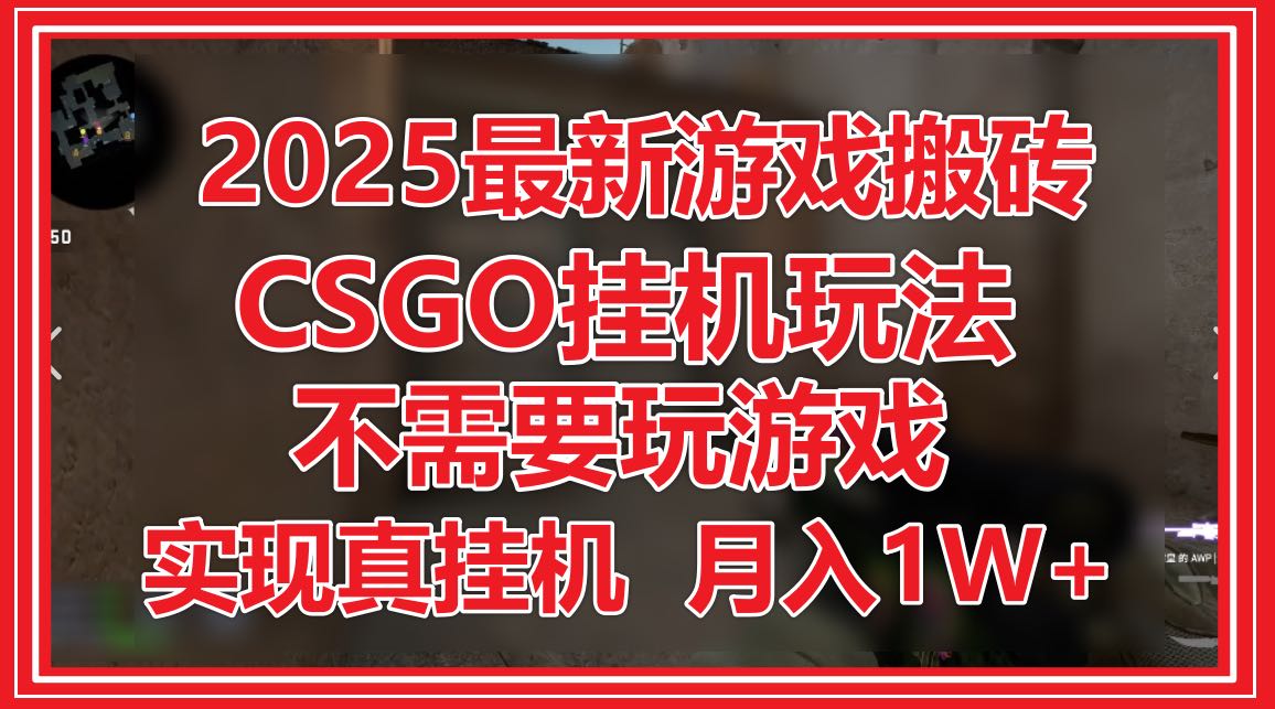 2025最新游戏搬砖，CSGO挂机，不需要玩游戏，实现真挂机，月入1W+-雲鼎文化传媒