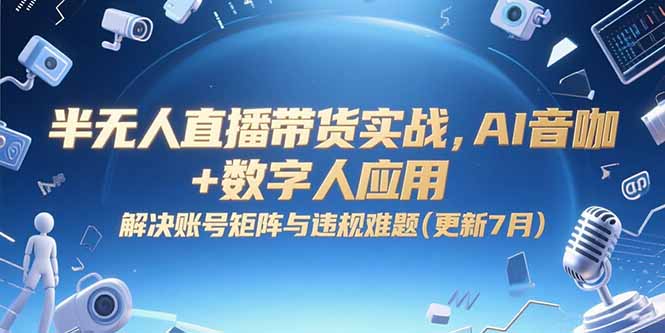 半无人直播带货实战，AI音咖+数字人应用 解决账号矩阵与违规难题(更新7月-雲鼎文化传媒