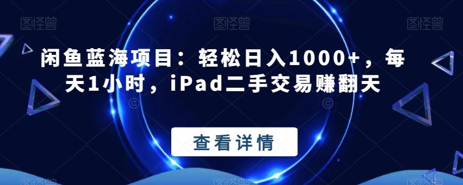 闲鱼蓝海项目：轻松日入1000+，每天1小时，iPad二手交易赚翻天-雲鼎文化传媒