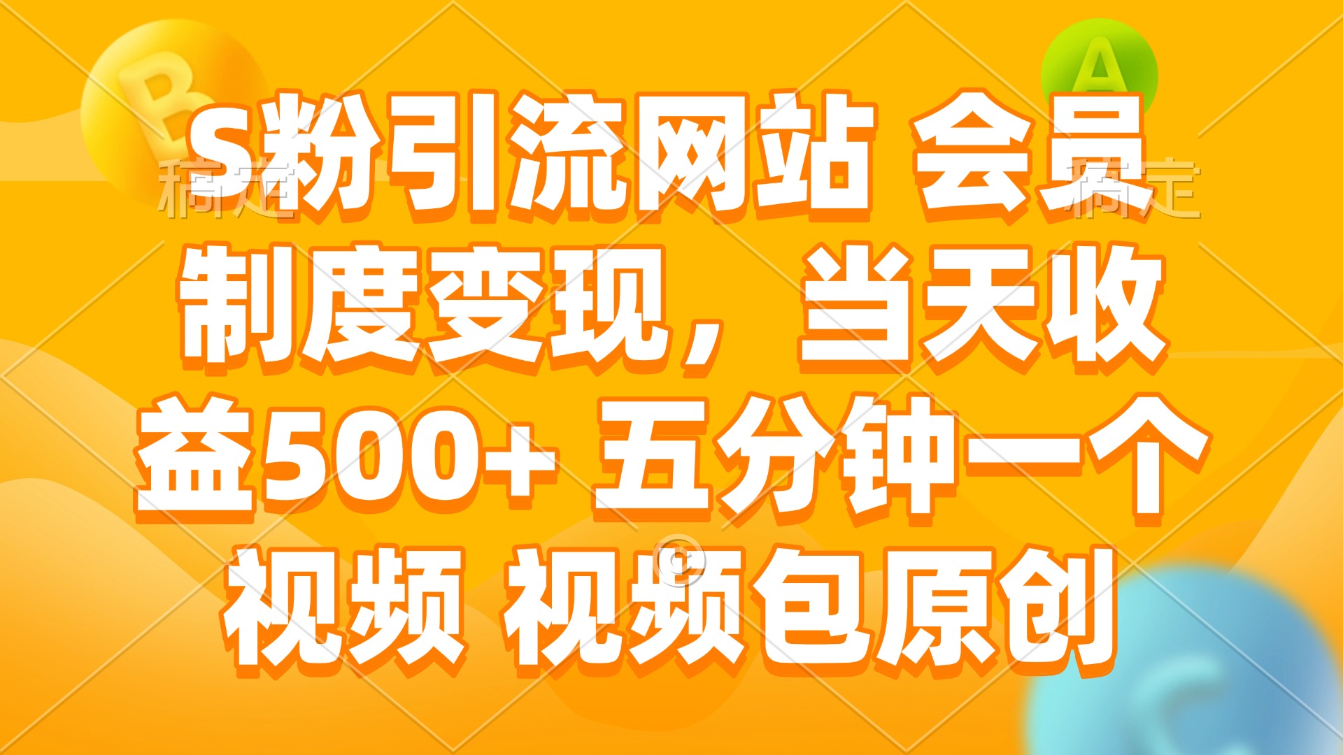 S粉引流网站 会员制度变现，当天收益500+ 五分钟一个视频 视频包原创-雲鼎文化传媒