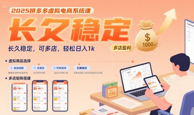 2025拼多多虚拟电商系统课，长久稳定，可多店，轻松日入1k-雲鼎文化传媒