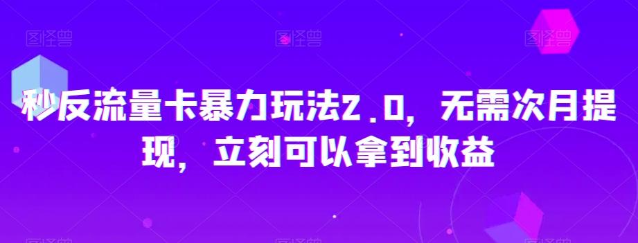 秒反流量卡暴力玩法2.0，无需次月提现，立刻可以拿到收益【揭秘】-雲鼎文化传媒
