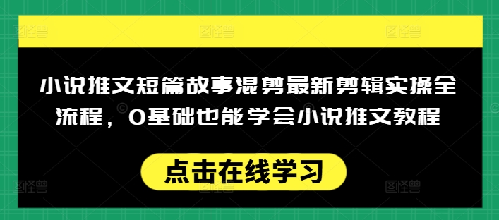 小说推文短篇故事混剪最新剪辑实操全流程，0基础也能学会小说推文教程，肯干多发日入多张-雲鼎文化传媒