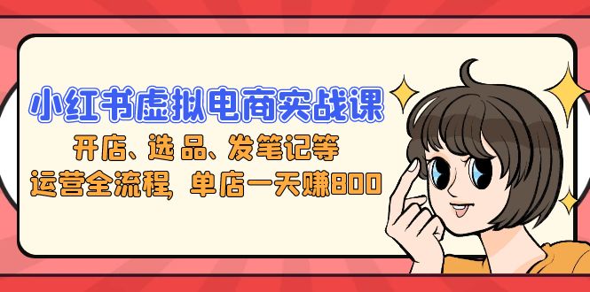 小红书虚拟电商实战课：开店、选品、发笔记等运营全流程，单店一天赚800-雲鼎文化传媒
