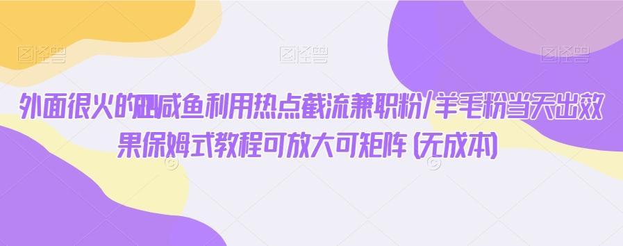 外面很火的2024咸鱼利用热点截流兼职粉/羊毛粉当天出效果保姆式教程可放大可矩阵(无成本)-雲鼎文化传媒