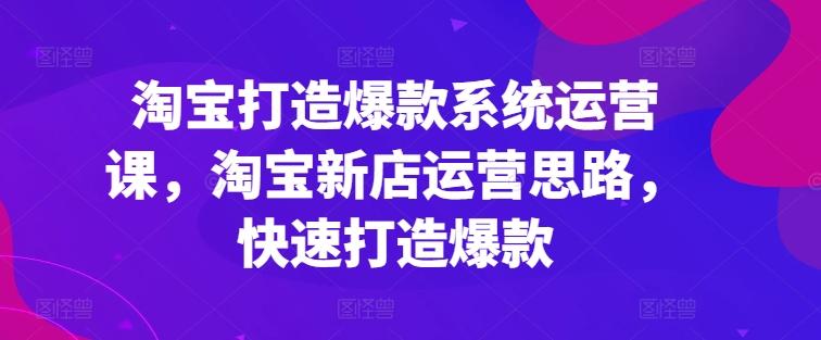淘宝打造爆款系统运营课，淘宝新店运营思路，快速打造爆款-雲鼎文化传媒
