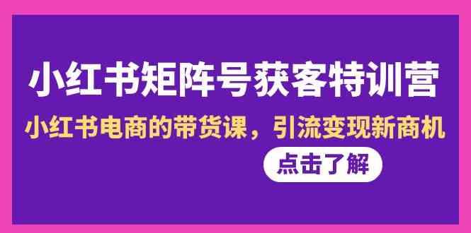 小红书矩阵号获客特训营-第10期，小红书电商的带货课，引流变现新商机-雲鼎文化传媒