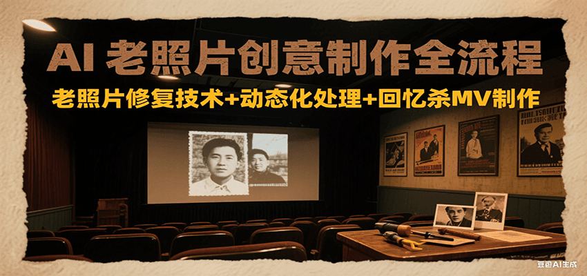AI老照片创意制作全流程：老照片修复技术+动态化处理+回忆杀MV制作-雲鼎文化传媒