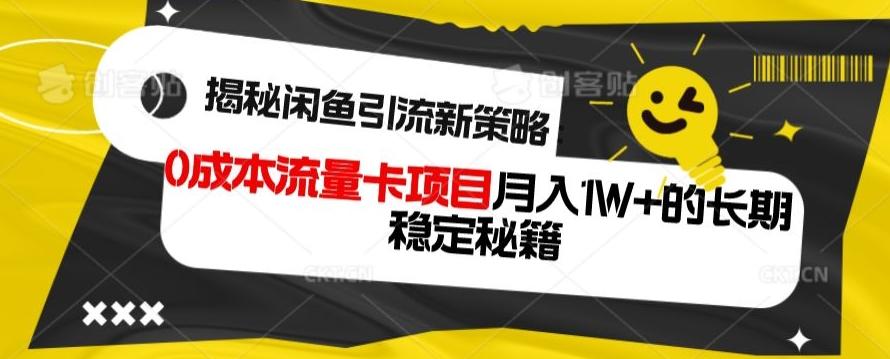 揭秘闲鱼引流新策略：0成本流量卡项目，月入1W+的长期稳定秘籍-雲鼎文化传媒