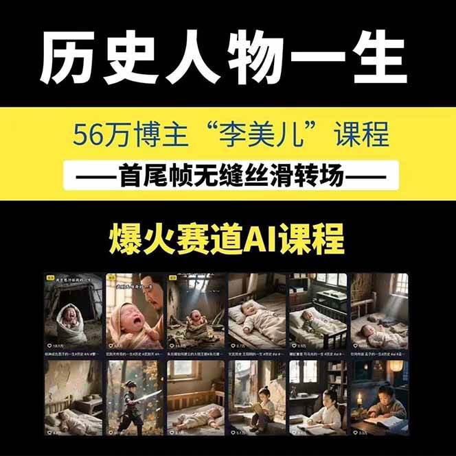 图片[1]-AI历史人物短视频创作，含IP打造、首尾帧无缝转场、智能体视频制作等核心教学内容-雲鼎文化传媒