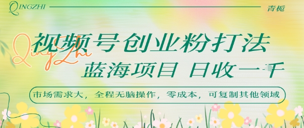 视频号创业粉打法，日入1k，蓝海项目，市场需求大，全程无脑操作，可复制-雲鼎文化传媒