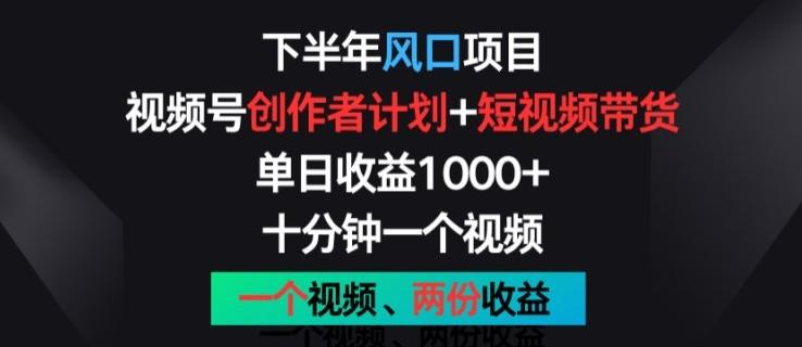 下半年风口项目，视频号创作者计划+视频带货，一个视频两份收益，十分钟一个视频【揭秘】-雲鼎文化传媒