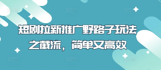 短剧拉新推广野路子玩法之截流，简单又高效-雲鼎文化传媒