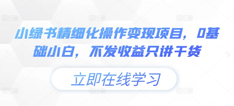 小绿书精细化操作变现项目，0基础小白，不发收益只讲干货-雲鼎文化传媒