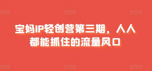 宝妈IP轻创营第三期，人人都能抓住的流量风口-雲鼎文化传媒