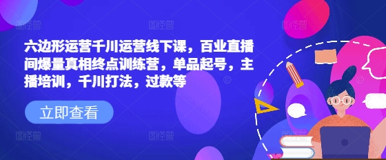 六边形运营千川运营线下课，百业直播间爆量真相终点训练营，单品起号，主播培训，千川打法，过款等-雲鼎文化传媒