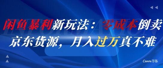 闲鱼暴利新玩法：零成本倒卖京东货源，月入过1W真不难-雲鼎文化传媒