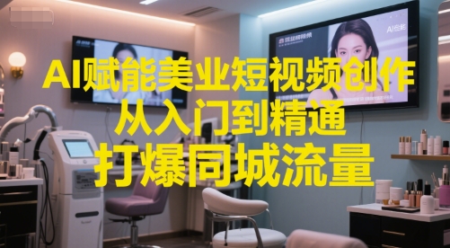 AI赋能美业短视频创作，从入门到精通，打爆同城流量，超级AI工具短视频实操落地-雲鼎文化传媒