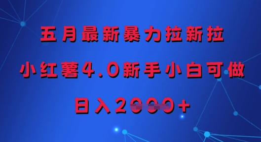 五月最新暴力拉新拉，小红薯4.0新手小白可做，日入多张-雲鼎文化传媒