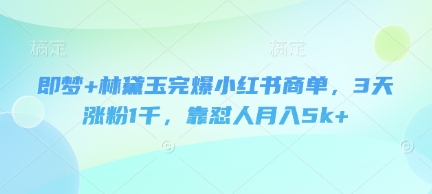 即梦+林黛玉完爆小红书商单，3天涨粉1千，靠怼人月入5k+-雲鼎文化传媒